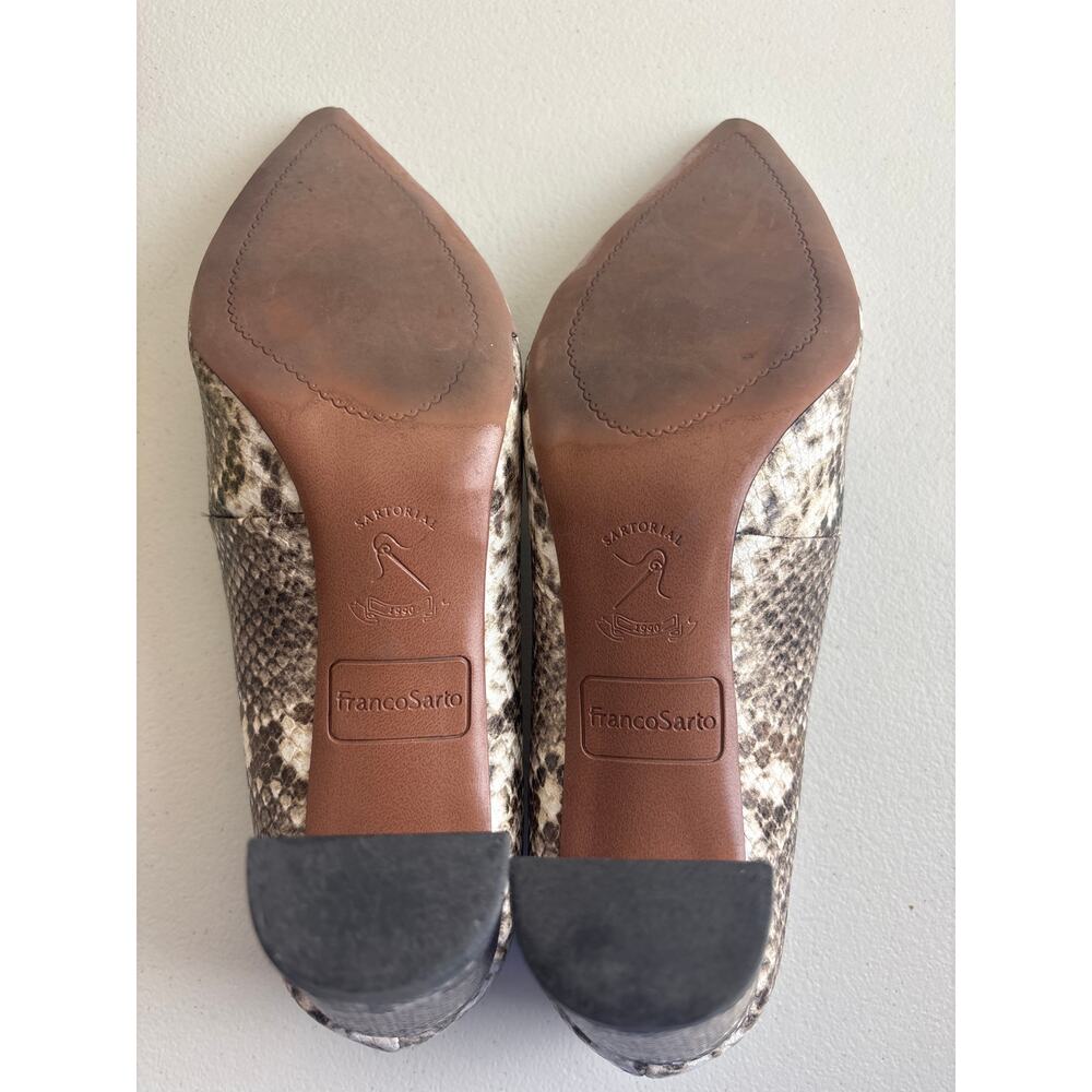 Franco Sarto Snakeskin Print Pointed Toe Heels 8M Block Heel - Picture 7 of 10
